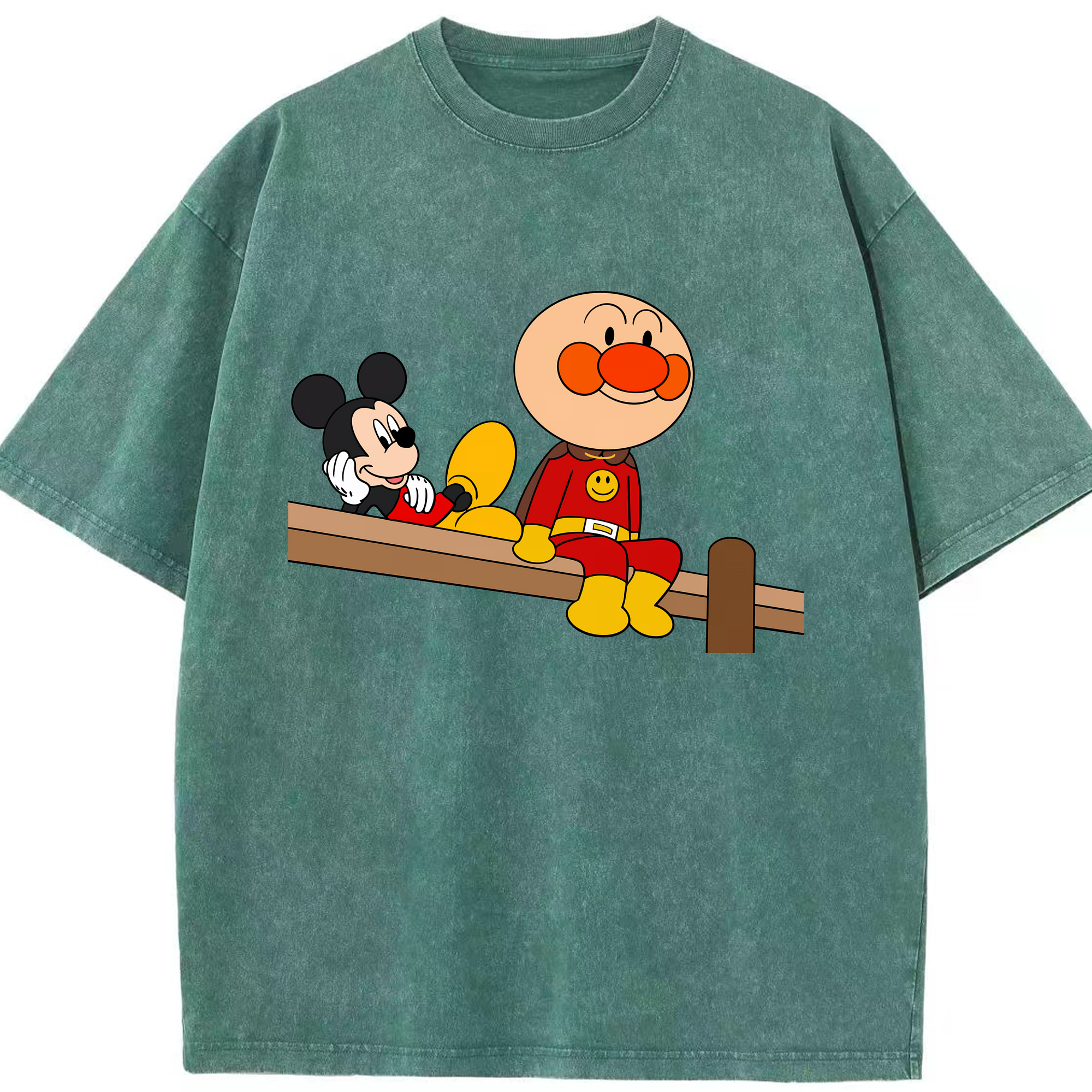 （画像用） アンパンマン Anpanman 綿100% ヴィンテージ風 半袖Tシャツ（フロントプリント）
